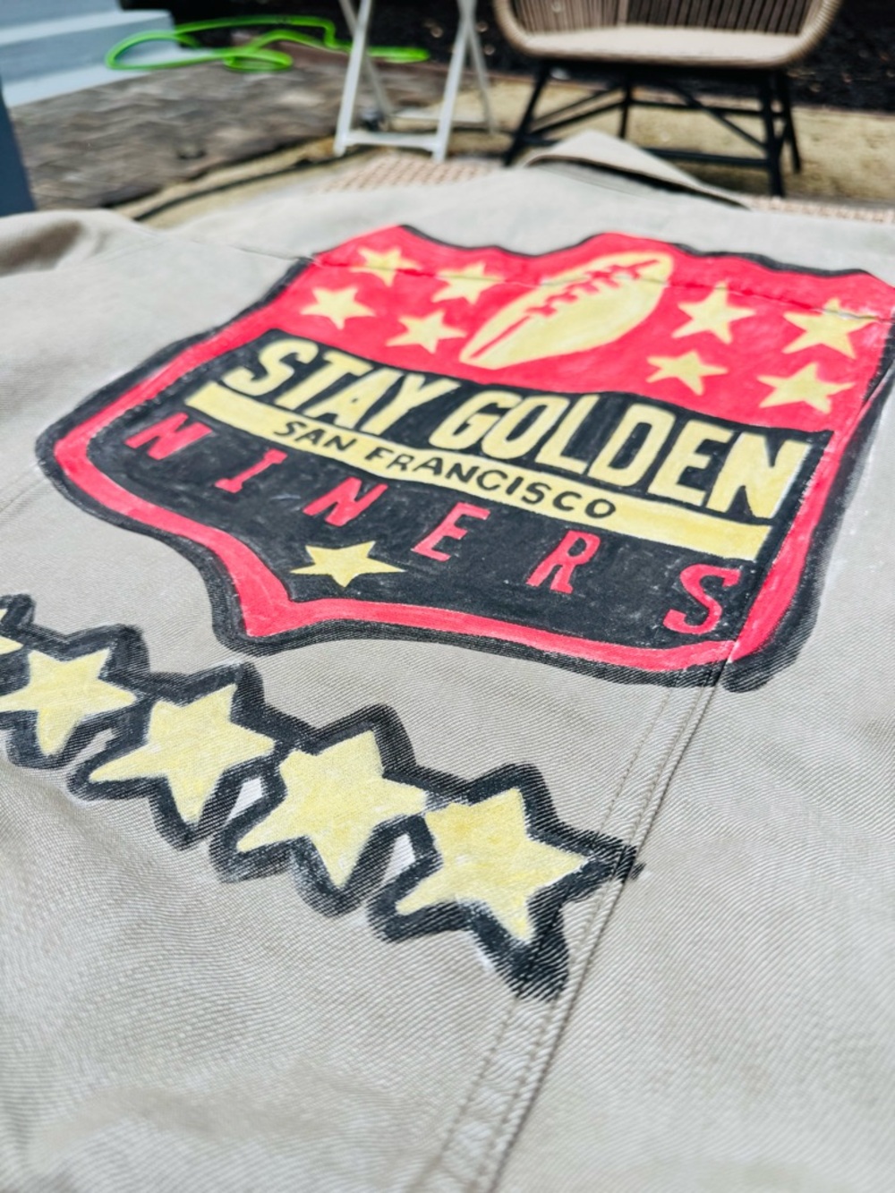 BR04 - “Stay Golden San Francisco Niners” Hand-Painted Jacket ❤️💛 - Picture 5 of 6